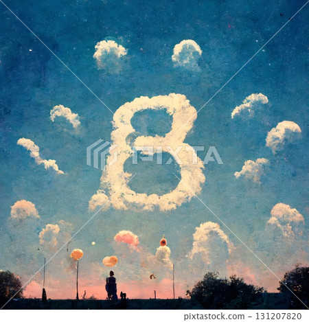 Number eight in the sky with clouds. Elements of this image furnished by NASA Letter B 131207820