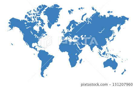 Blue world map silhouette on white background. Blue world map silhouette on white background. 131207960