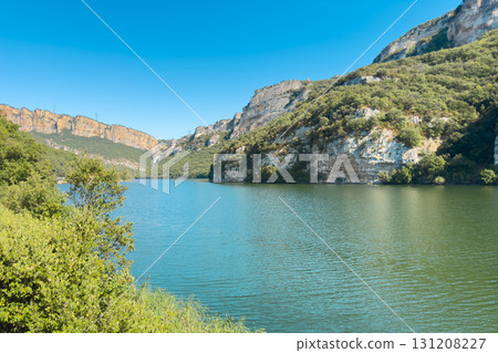 Scenic view of the Sobron Reservoir on the Ebro River, located between Alava and Burgos, Spain Scenic view of the Sobron Reservoir on the Ebro River, located between Alava and Burgos, Spain 131208227