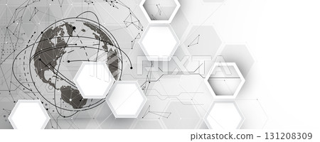 Abstract earth technology concept in dark network system 131208309