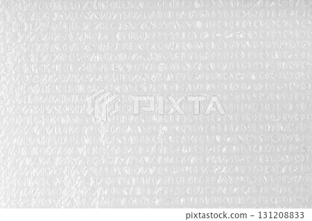 of a sheet of plastic bubble wrap texture for background. Plastic material with air for packaging. 131208833