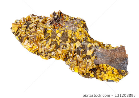 wulfenite mineral stone on a white background 131208893