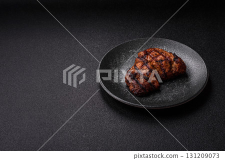 Meat, juicy beef steak grilled cooked to perfection for lunch. Barbecued steak 131209073