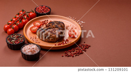 Meat, juicy beef steak grilled cooked to perfection for lunch. Barbecued steak 131209101