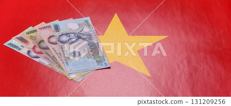 Vietnam money, dong, paper banknotes, cash. Vietnamese money 131209256