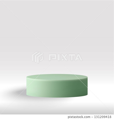 A stage with a cylindrical stand in mint color and a neutral background. A stage with a cylindrical stand in mint color and a neutral background. 131209418