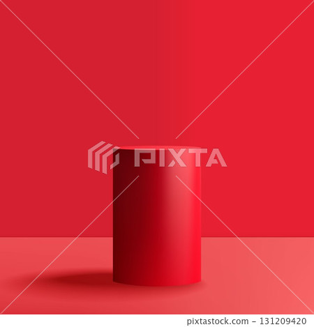 An elegant red 3D pedestal for advertising products in vibrant saturated tones. An elegant red 3D pedestal for advertising products in vibrant saturated tones. 131209420
