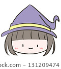 Girl wearing a witch hat 131209474