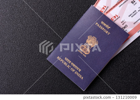 Indian passport and tickets for travelling, flying and doing business. India document, id Indian passport and tickets for travelling, flying and doing business. India document, id 131210009