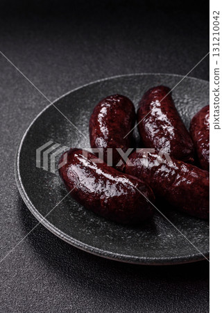 Blood sausage, pudding, meat food with lard and spices. Blood sausage 131210042