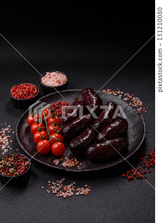 Blood sausage, pudding, meat food with lard and spices. Blood sausage 131210080