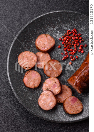 Homemade meat or vegan sausage grilled with spices. Homemade sausage cooked on barbecue Homemade meat or vegan sausage grilled with spices. Homemade sausage cooked on barbecue 131210170