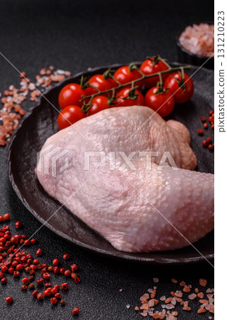 Chicken raw leg or quarter, fresh meat for cooking on barbecue. Chicken quarter 131210223