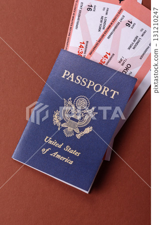 US passport for travelling, flying and doing business. USA document, id 131210247