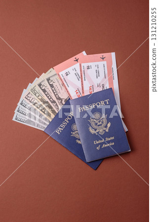 US passport for travelling, flying and doing business. USA document, id 131210255