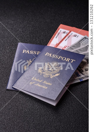 US passport for travelling, flying and doing business. USA document, id 131210262