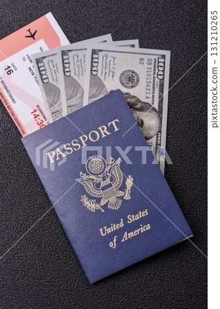 US passport for travelling, flying and doing business. USA document, id 131210265