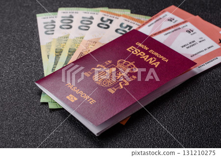 Spain passport for travelling, flying and doing business. Spanish document, id Spain passport for travelling, flying and doing business. Spanish document, id 131210275