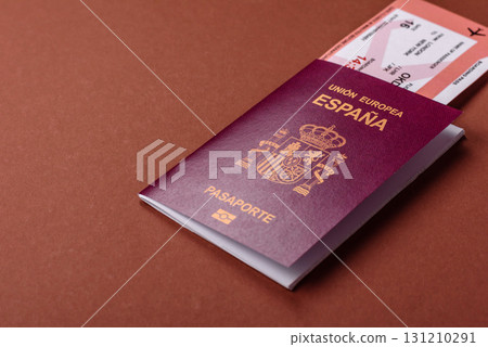 Spain passport for travelling, flying and doing business. Spanish document, id Spain passport for travelling, flying and doing business. Spanish document, id 131210291