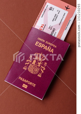Spain passport for travelling, flying and doing business. Spanish document, id Spain passport for travelling, flying and doing business. Spanish document, id 131210293