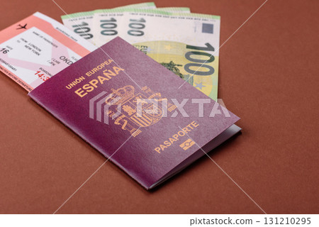Spain passport for travelling, flying and doing business. Spanish document, id Spain passport for travelling, flying and doing business. Spanish document, id 131210295