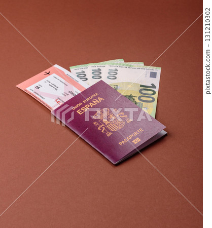 Spain passport for travelling, flying and doing business. Spanish document, id 131210302