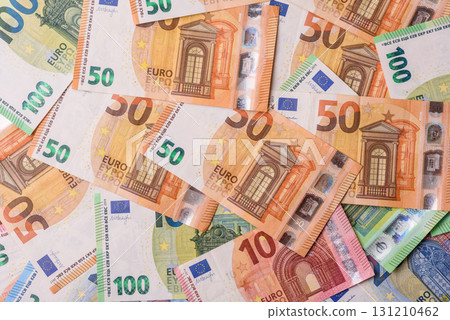 Paper money, euro notes, cash for savings and investments. Euro paper cash 131210462