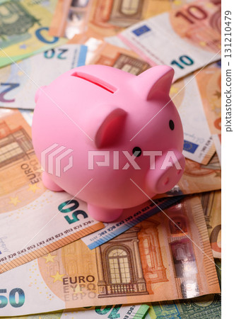 Paper money, euro notes, cash for savings and investments. Euro paper cash 131210479