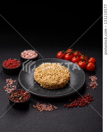 Instant noodles or ramen, Asian food, pasta with vegetables. Noodles, takeaway food 131210577