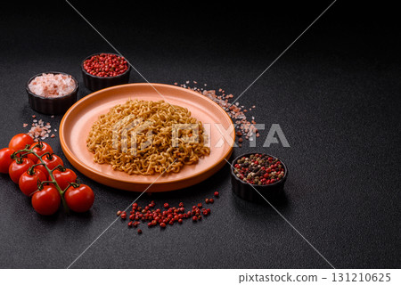 Instant noodles or ramen, Asian food, pasta with vegetables. Noodles, takeaway food 131210625