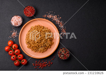 Instant noodles or ramen, Asian food, pasta with vegetables. Noodles, takeaway food 131210626