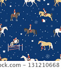Riding school in winter, seamles pattern 131210668