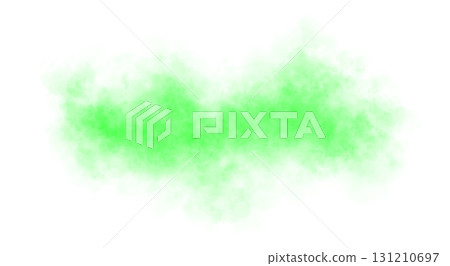 Green smoke cloud texture isolated on transparent background mystical fog effect template for show or stage backdrop 131210697