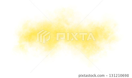 Yellow smoke cloud texture isolated on transparent background mystical fog effect template for show or stage backdrop 131210698