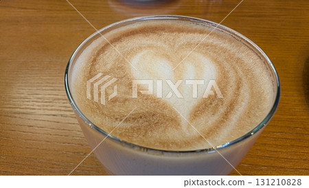 Beautiful Heart Latte Art in a Stunning Glass Cup for Enjoyment and Aesthetic Appeal 131210828