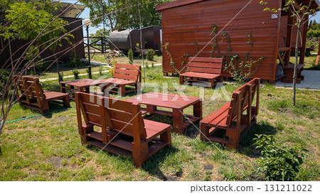 A Wooden Outdoor Seating Area, perfectly designed within a Beautiful Natural Setting A Wooden Outdoor Seating Area, perfectly designed within a Beautiful Natural Setting 131211022