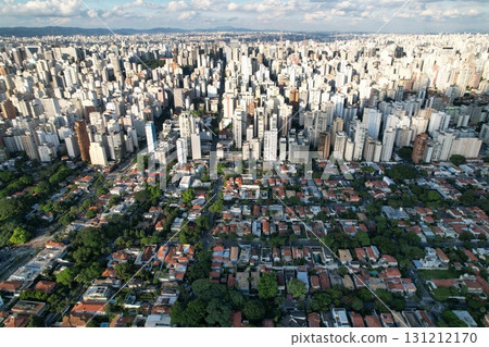 Urban landscape of Sao Paulo showcasing modern architecture and greenery 131212170