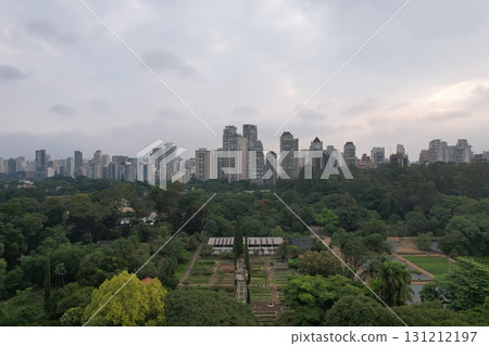 Skyscrapers of Sao Paulo rising above lush greenery in Brazil 131212197