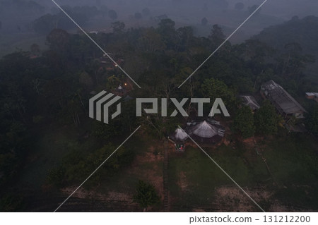 Exploring a remote village in the Amazon rainforest during twilight 131212200