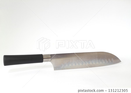 kitchen knife and black handle isolated on white background ,include clipping path 131212305