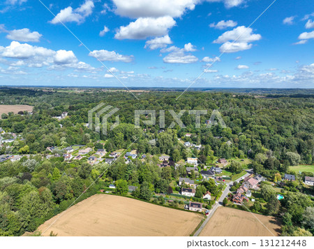 Aerial view of Genappe municipality and city of Wallonia located in the Belgian province of Walloon Brabant. 131212448