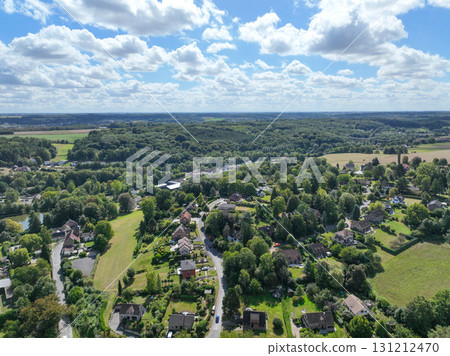 Aerial view of Genappe municipality and city of Wallonia located in the Belgian province of Walloon Brabant. 131212470
