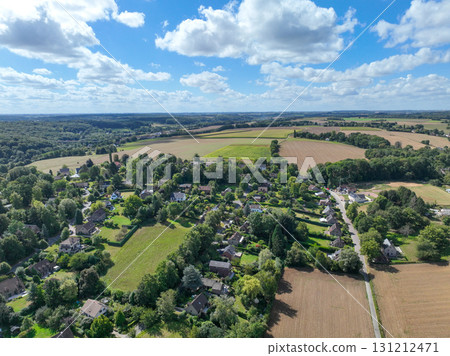 Aerial view of Genappe municipality and city of Wallonia located in the Belgian province of Walloon Brabant. 131212471