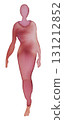 Elegant watercolor figure walking gracefully with flowing movements in soft hues of pink and red 131212852