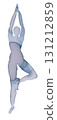 Graceful pose of a dancer captured in soft watercolor and ink technique within a serene setting 131212859