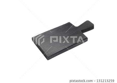 Wood cutting board for homemade bread cooking isolated on white background. Empty wooden 131213259