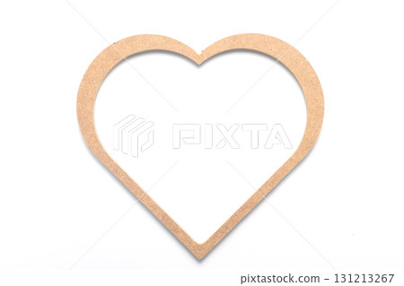Wooden heart shaped picture frame isolated on white background 131213267