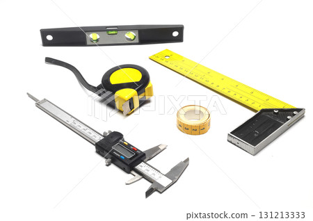 Yellow Measuring tape for tool roulette or ruler. Tape measure template in centimeters 131213333