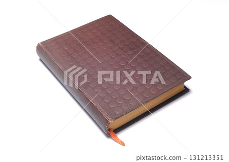 Old Brown book isolated on white background. close up book. 131213351