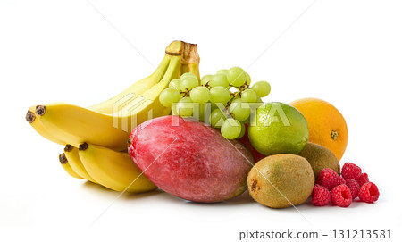 various fresh fruits on white background various fresh fruits on white background 131213581